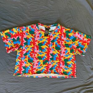 Nooworks colorful geometric crop top size 2X
